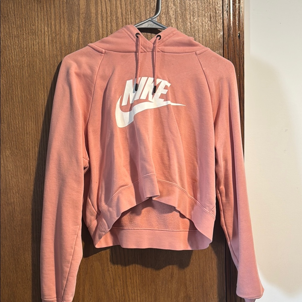 Nike Pink Cropped Long Sleeve Hoodie